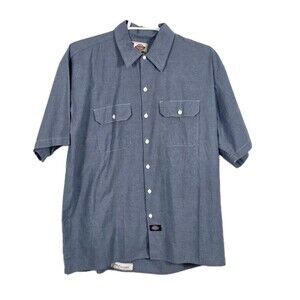 Dickie's Authentic Men's XL Blue Short Sleeve Button Up Shop Shirt